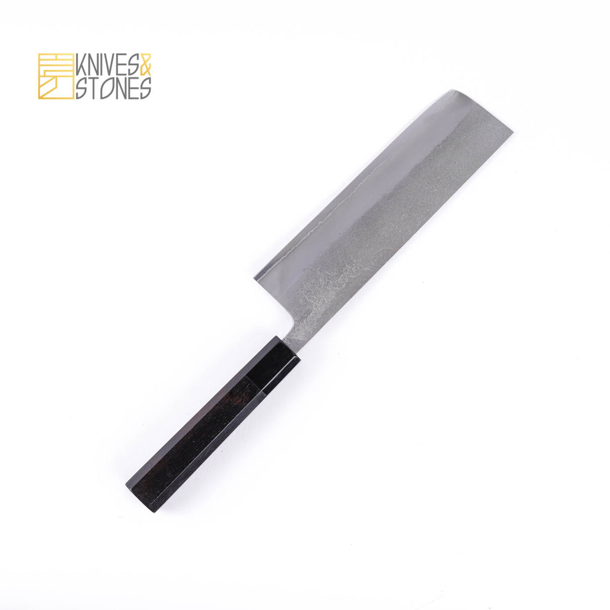 Hatsukokoro White 2 Nashiji Finish Stainless Clad Nakiri 165mm, with K&S Ebony Handle, by Yoshikane