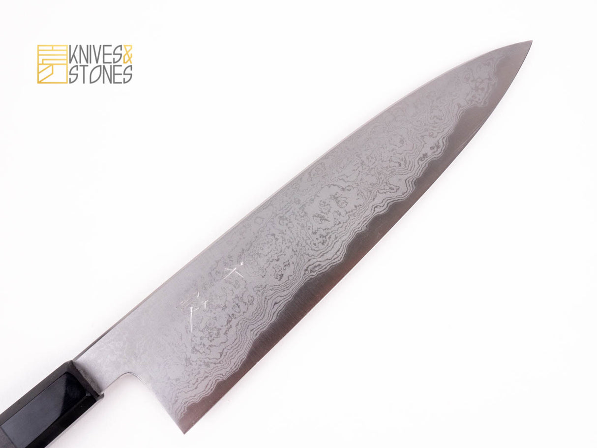 Sentan Blue 1 Damascus Gyuto 240mm with K&S Ebony handle, by Yoshikazu Tanaka