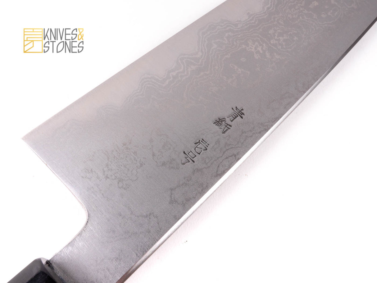 Sentan Blue 1 Damascus Gyuto 240mm with K&S Ebony handle, by Yoshikazu Tanaka