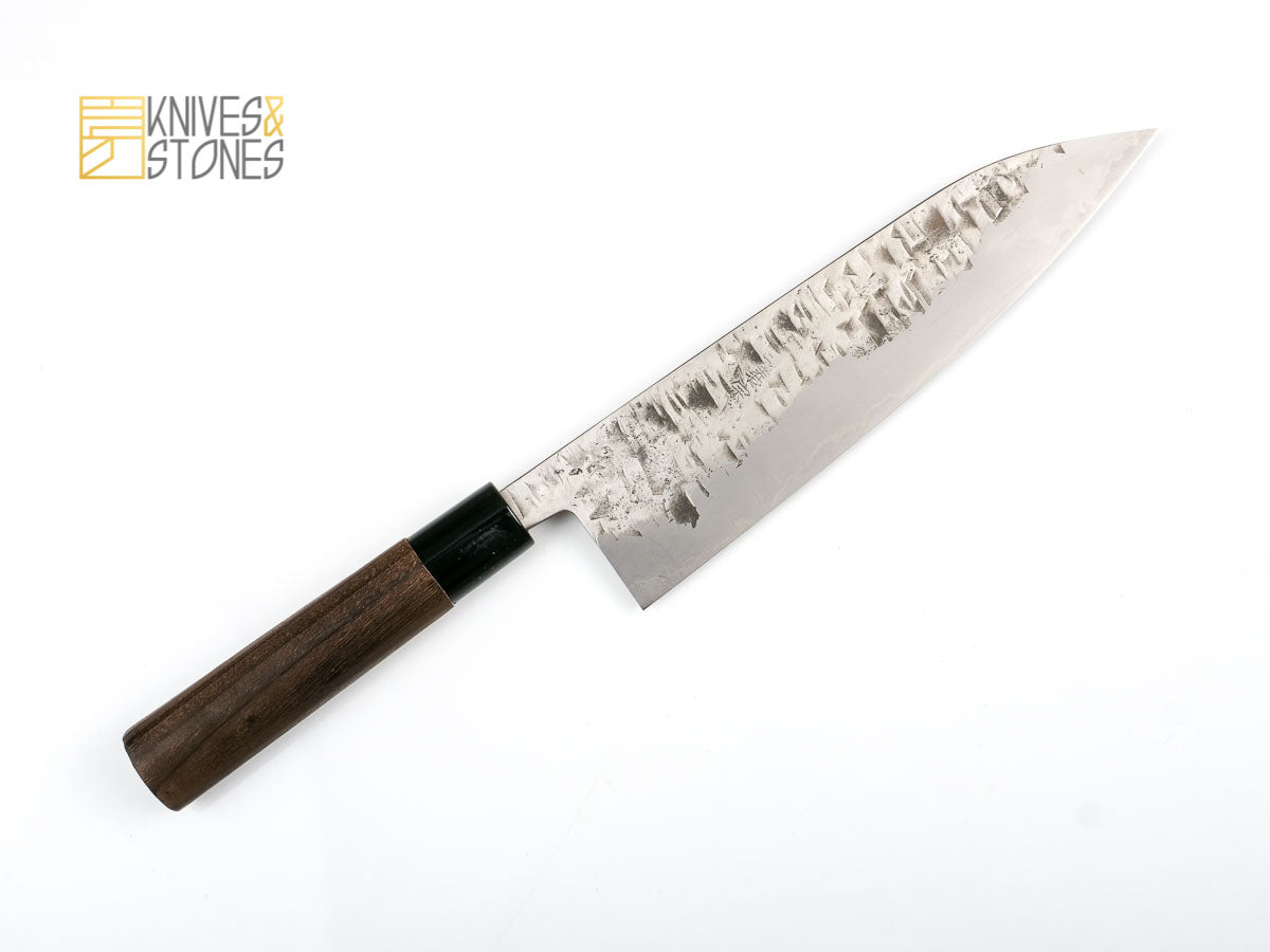 Yoshimune Sanjo White 2 Stainless Clad Gyuto 210 mm Hammered Finish