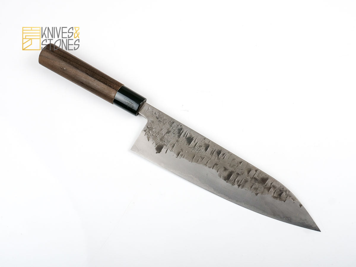 Yoshimune Sanjo White 2 Stainless Clad Gyuto 210 mm Hammered Finish