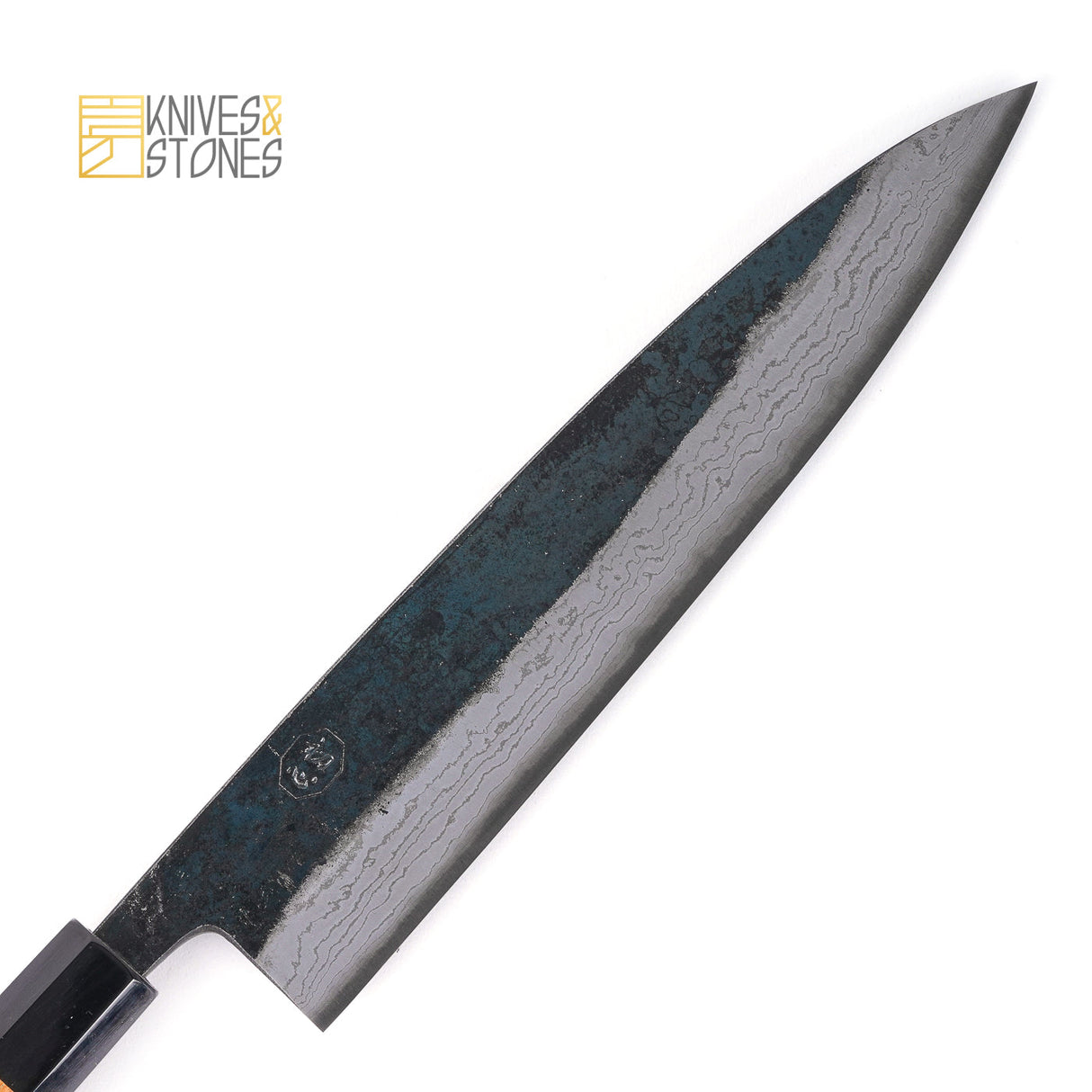 Hatsukokoro Blue 2 Damascus Gyuto 210/240 mm with Kurouchi Finish and Teak Wood Handle