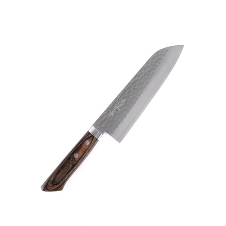 Masutani Kokuryu VG10 Damascus Tsuchime Santoku 170mm Western Handle